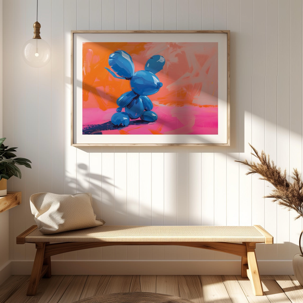 Playful Abstract Blue Balloon Bunny - Rolled Poster Wall Art Print - House Prints