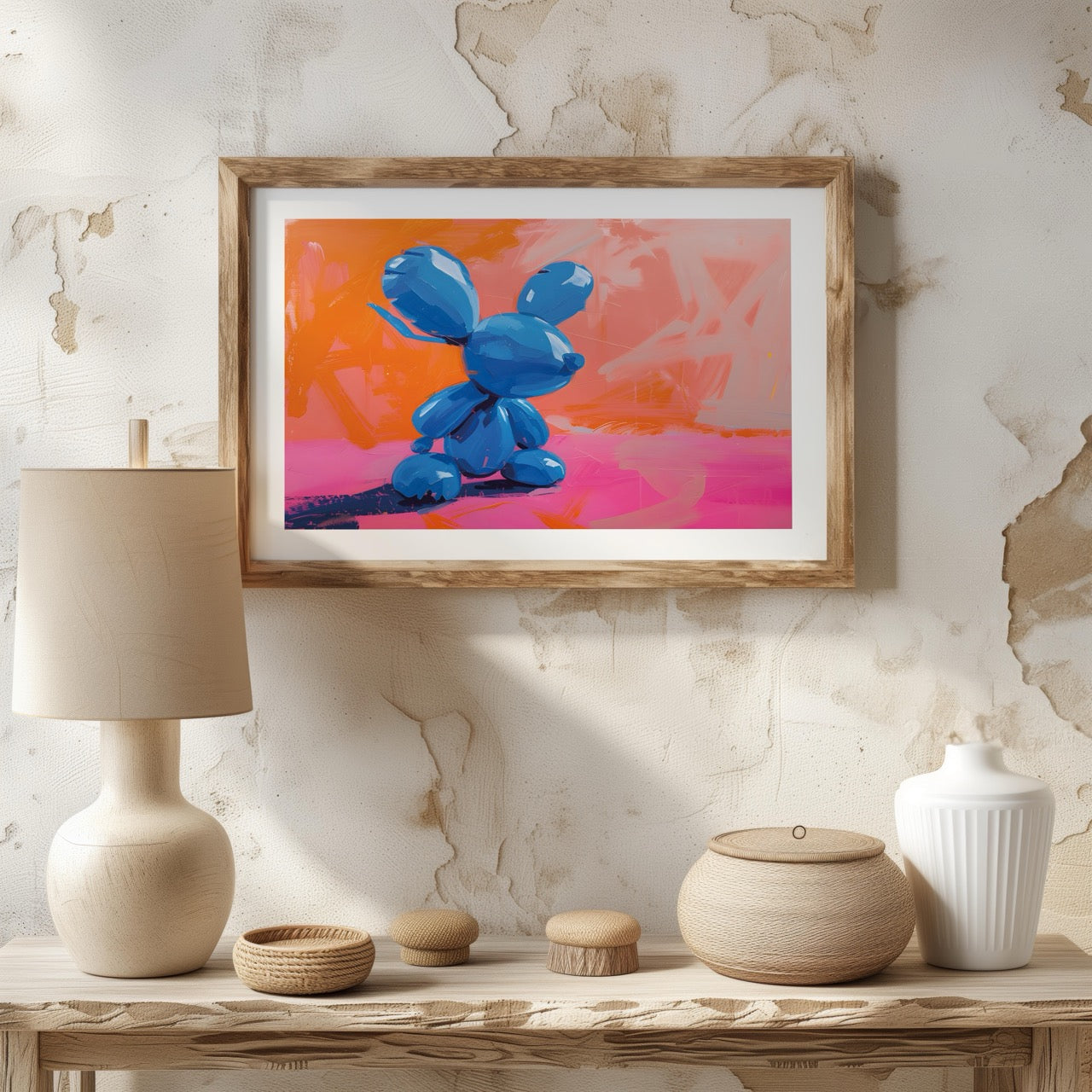 Playful Abstract Blue Balloon Bunny - Rolled Poster Wall Art Print - House Prints