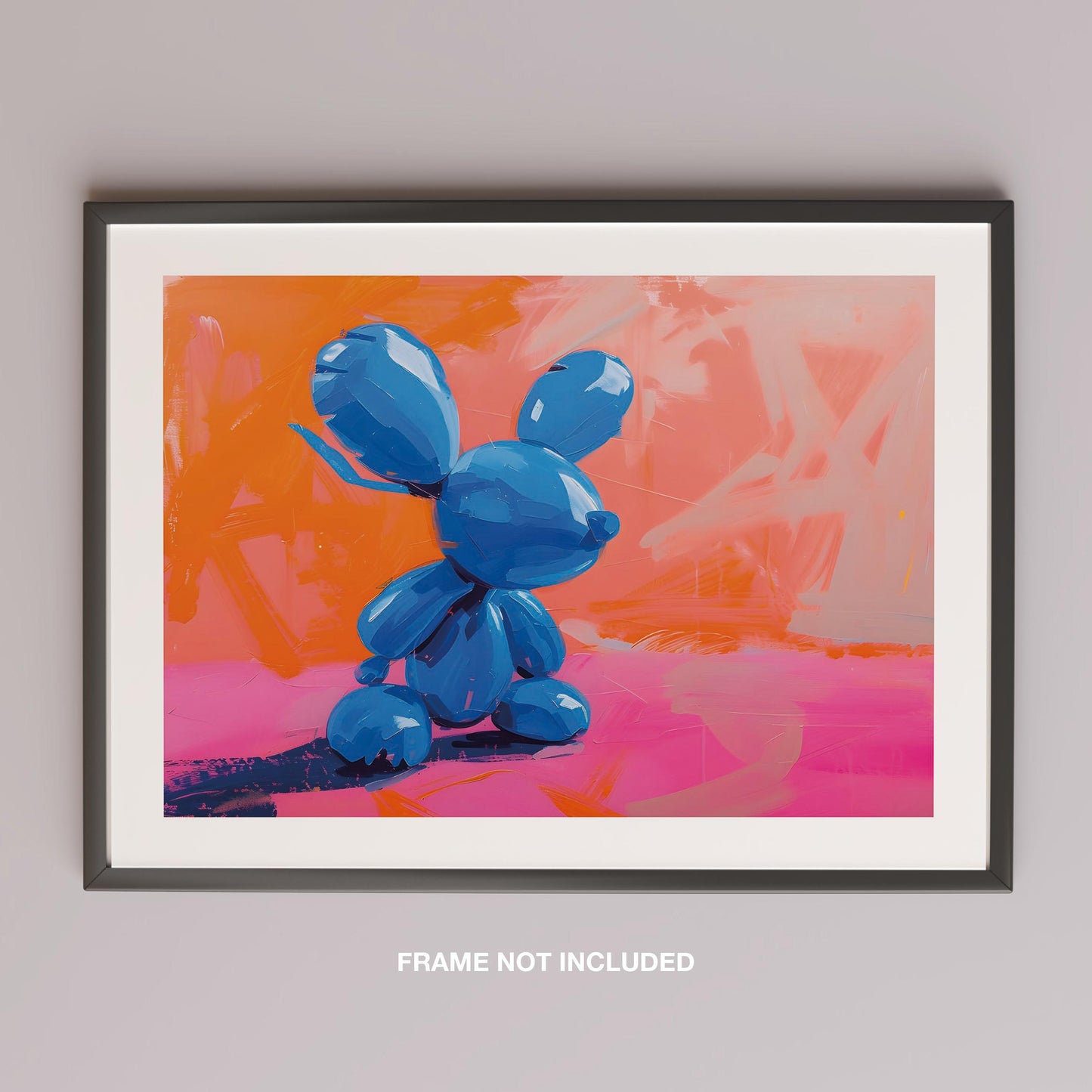 Playful Abstract Blue Balloon Bunny - Rolled Poster Wall Art Print - House Prints