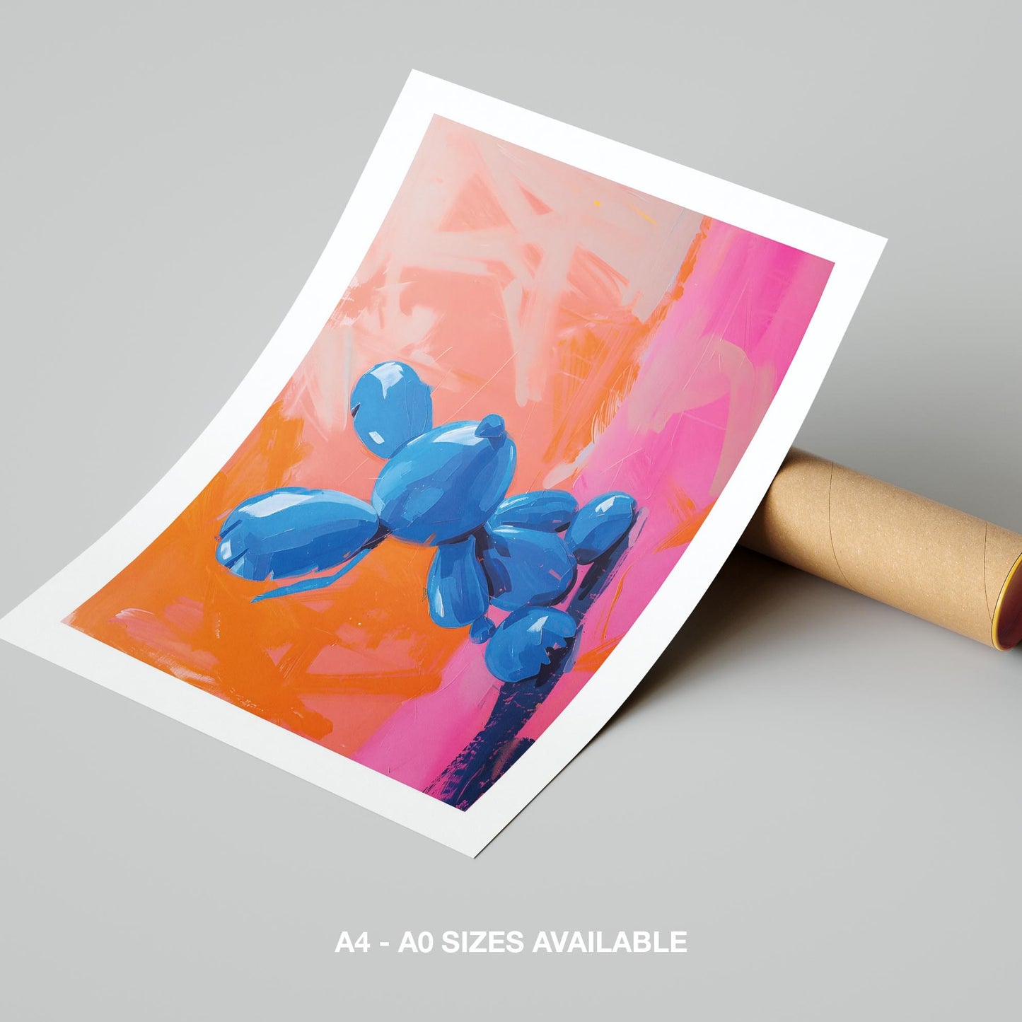 Playful Abstract Blue Balloon Bunny - Rolled Poster Wall Art Print - House Prints