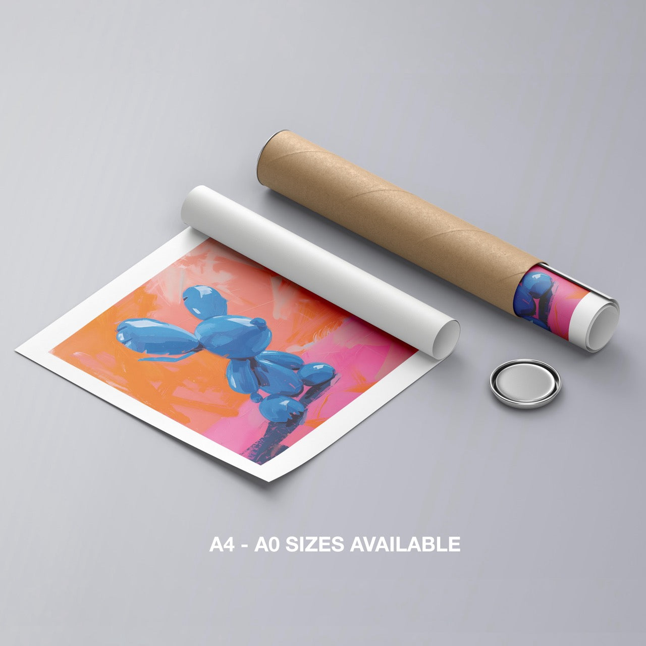 Playful Abstract Blue Balloon Bunny - Rolled Poster Wall Art Print - House Prints