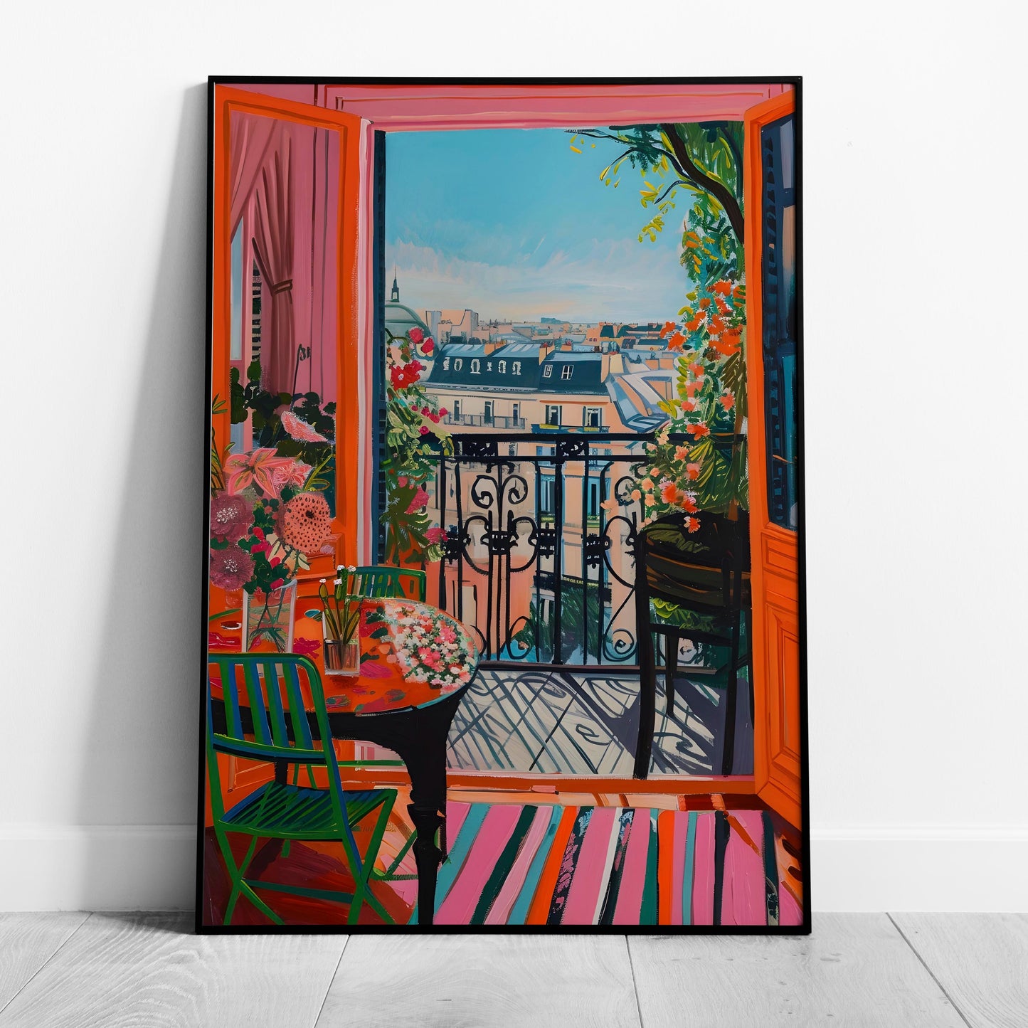 Parisian Balcony in Bloom - Rolled Poster Wall Art Print - House Prints