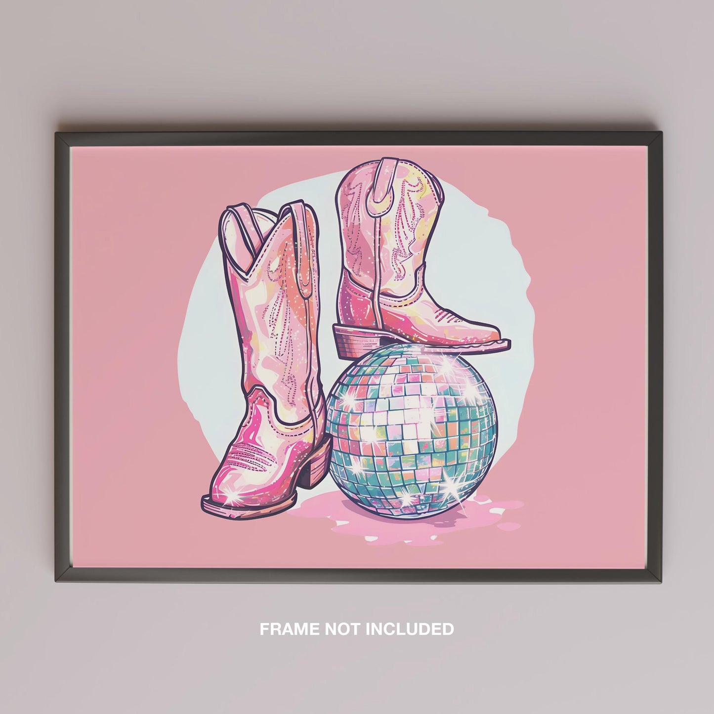 Disco Ball and Cowgirl Boots - Rolled Poster Wall Art Print - House Prints