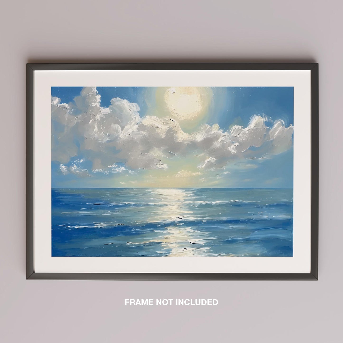Sunlit Blue Ocean with Clouds - Rolled Poster Wall Art Print - House Prints