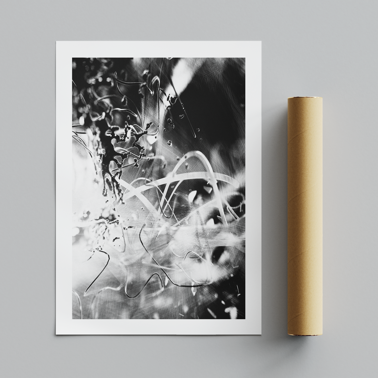 Abstract Monochrome Liquid Splash Drops - Rolled Poster Wall Art Print - House Prints