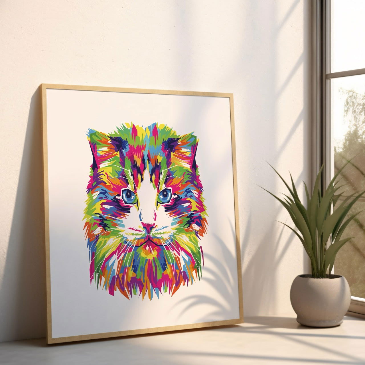 Abstract Colourful Rainbow Cat - Rolled Poster Wall Art Print - House Prints