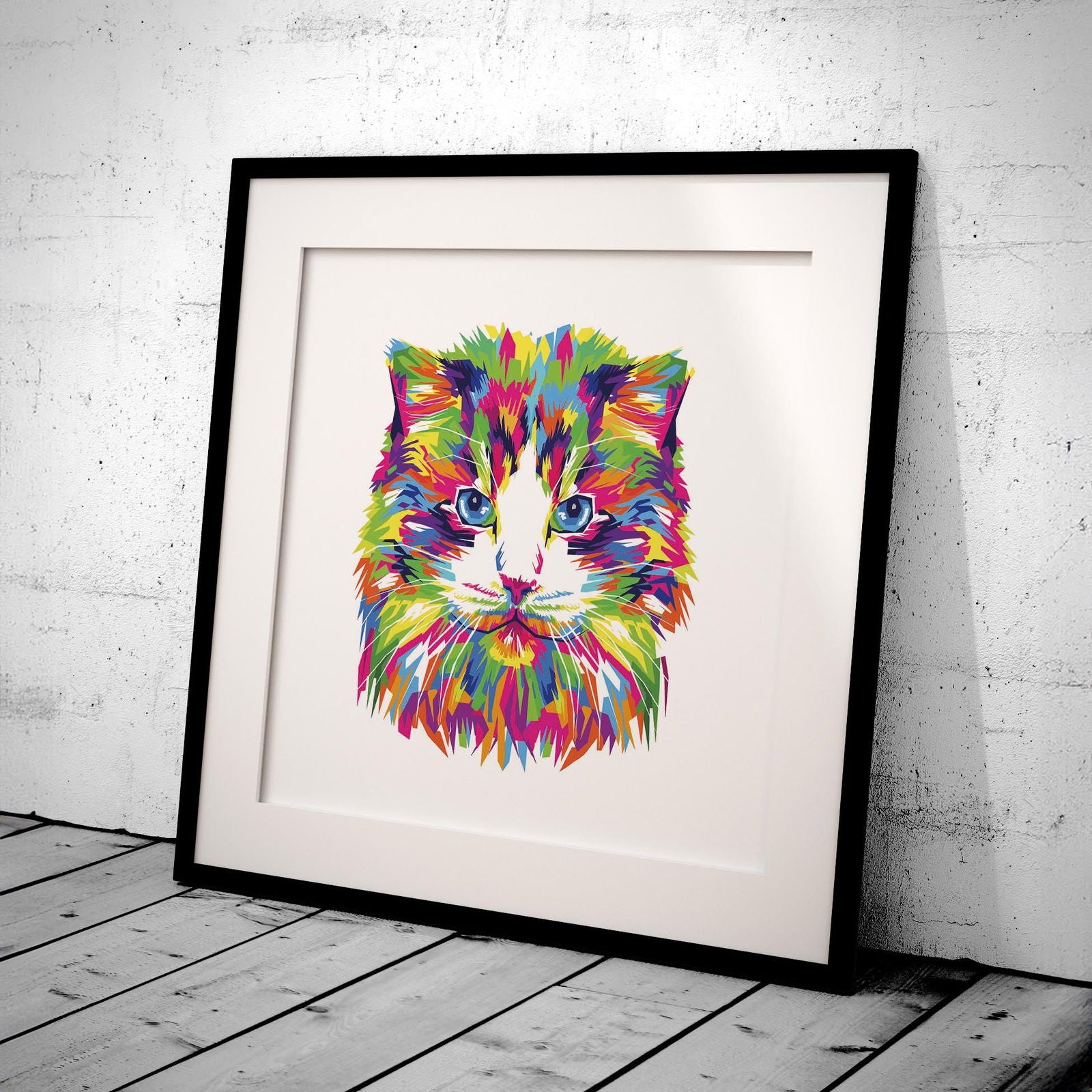 Abstract Colourful Rainbow Cat - Rolled Poster Wall Art Print | House Prints