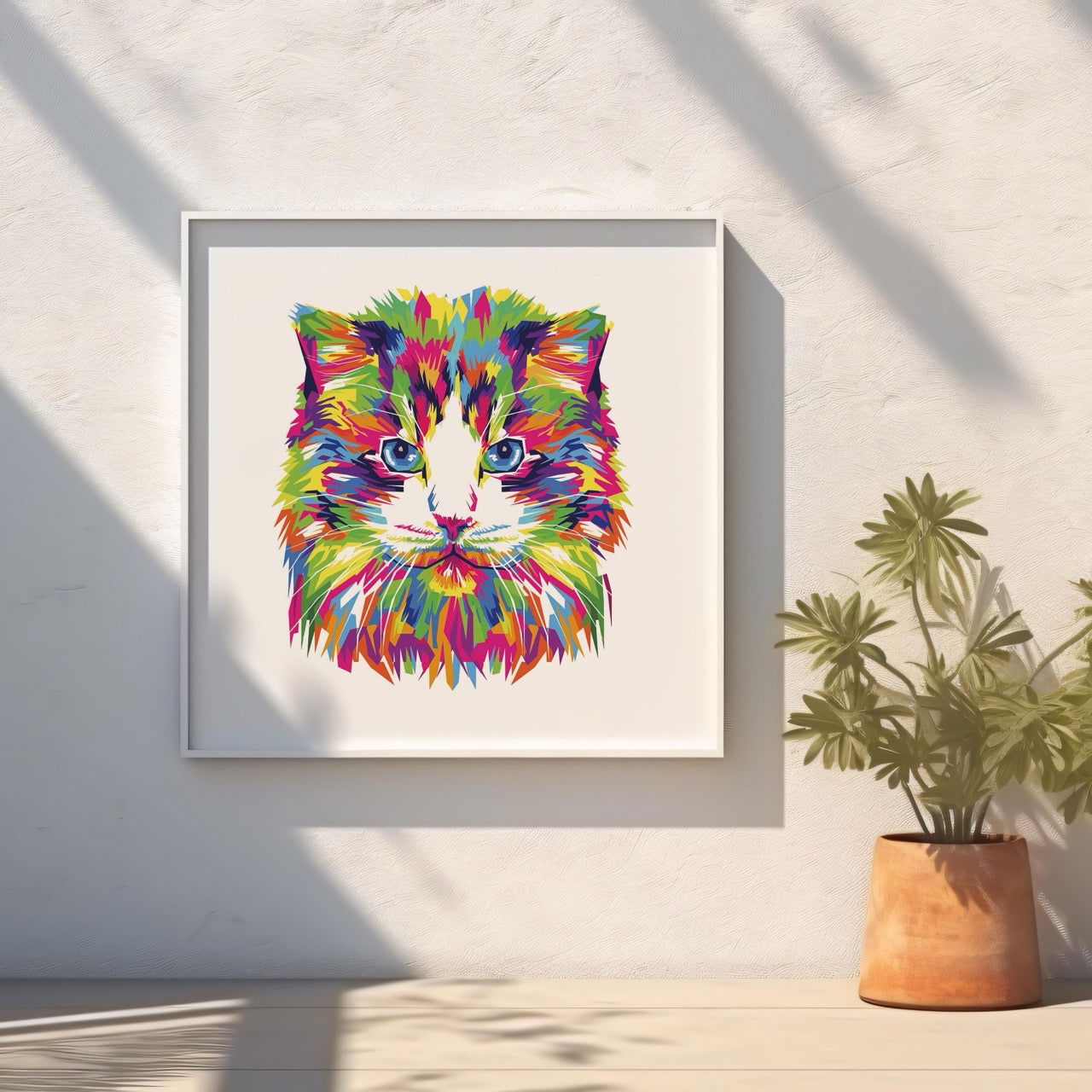 Abstract Colourful Rainbow Cat - Rolled Poster Wall Art Print | House Prints