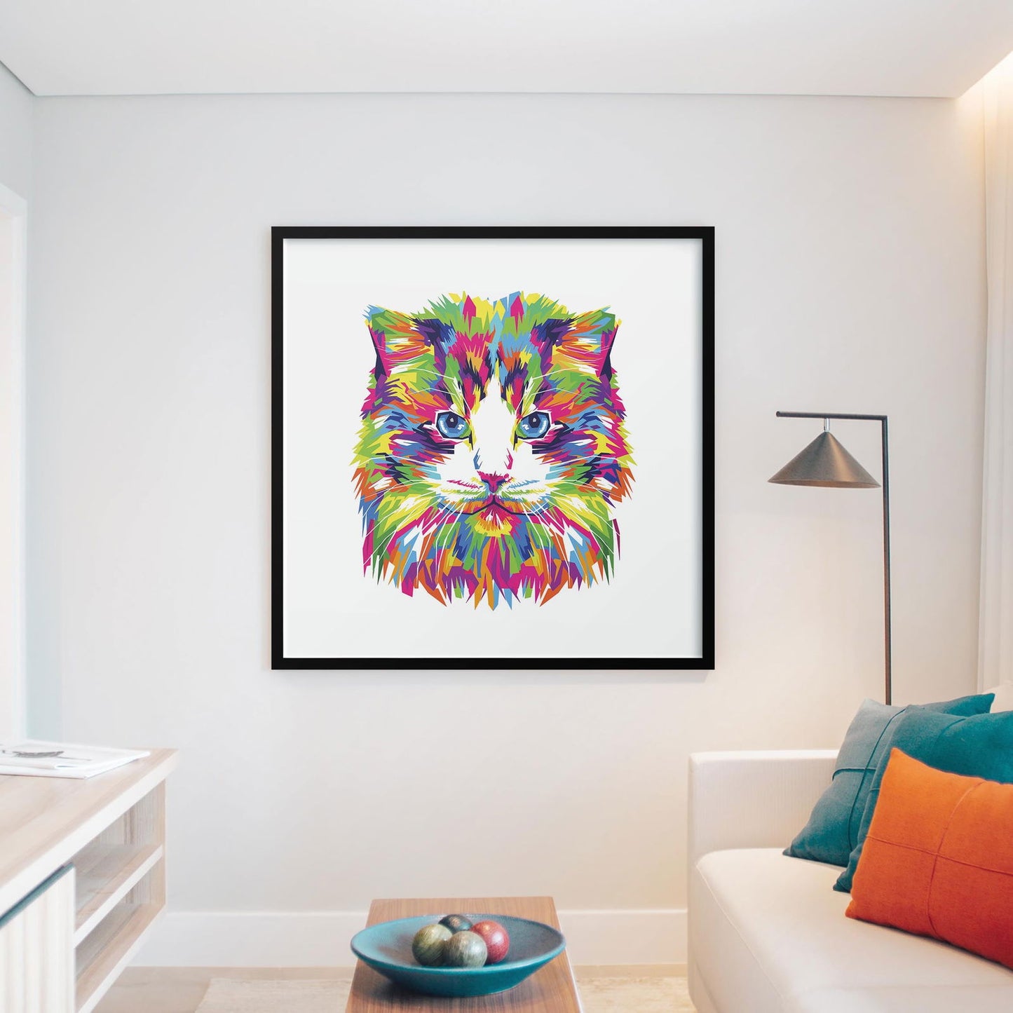 Abstract Colourful Rainbow Cat - Rolled Poster Wall Art Print - House Prints