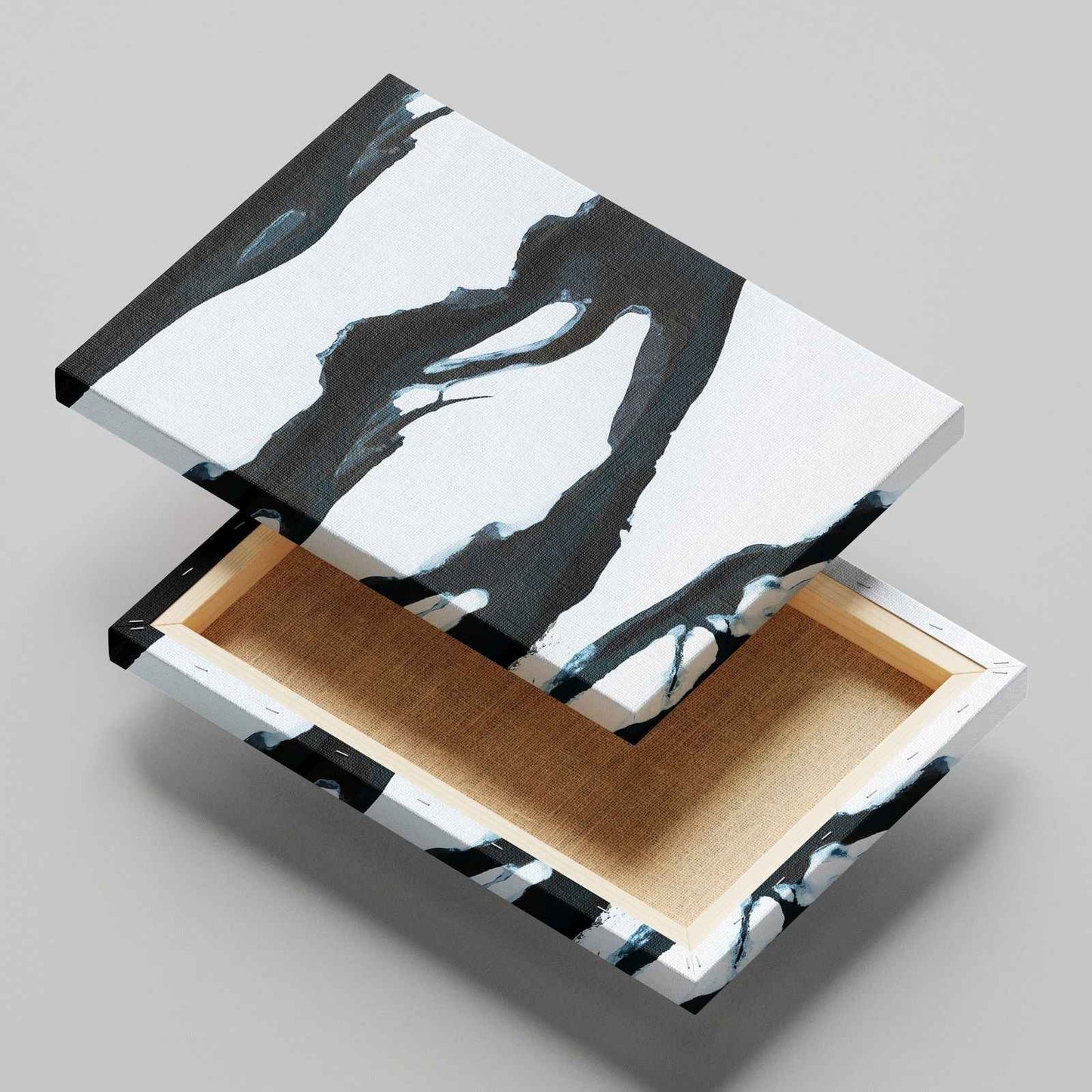 Black & White Abstract Ice Break - Framed Canvas Wall Art Print - House Prints