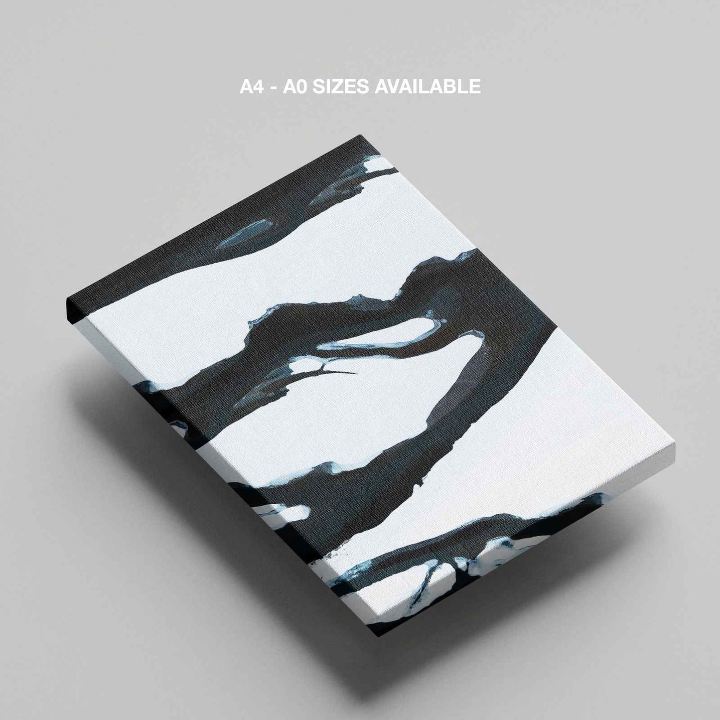 Black & White Abstract Ice Break - Framed Canvas Wall Art Print - House Prints