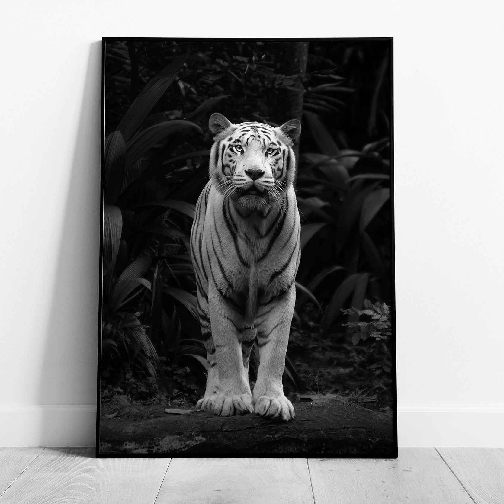 Black & White Tiger in the Jungle - Rolled Poster Wall Art Print | House Prints