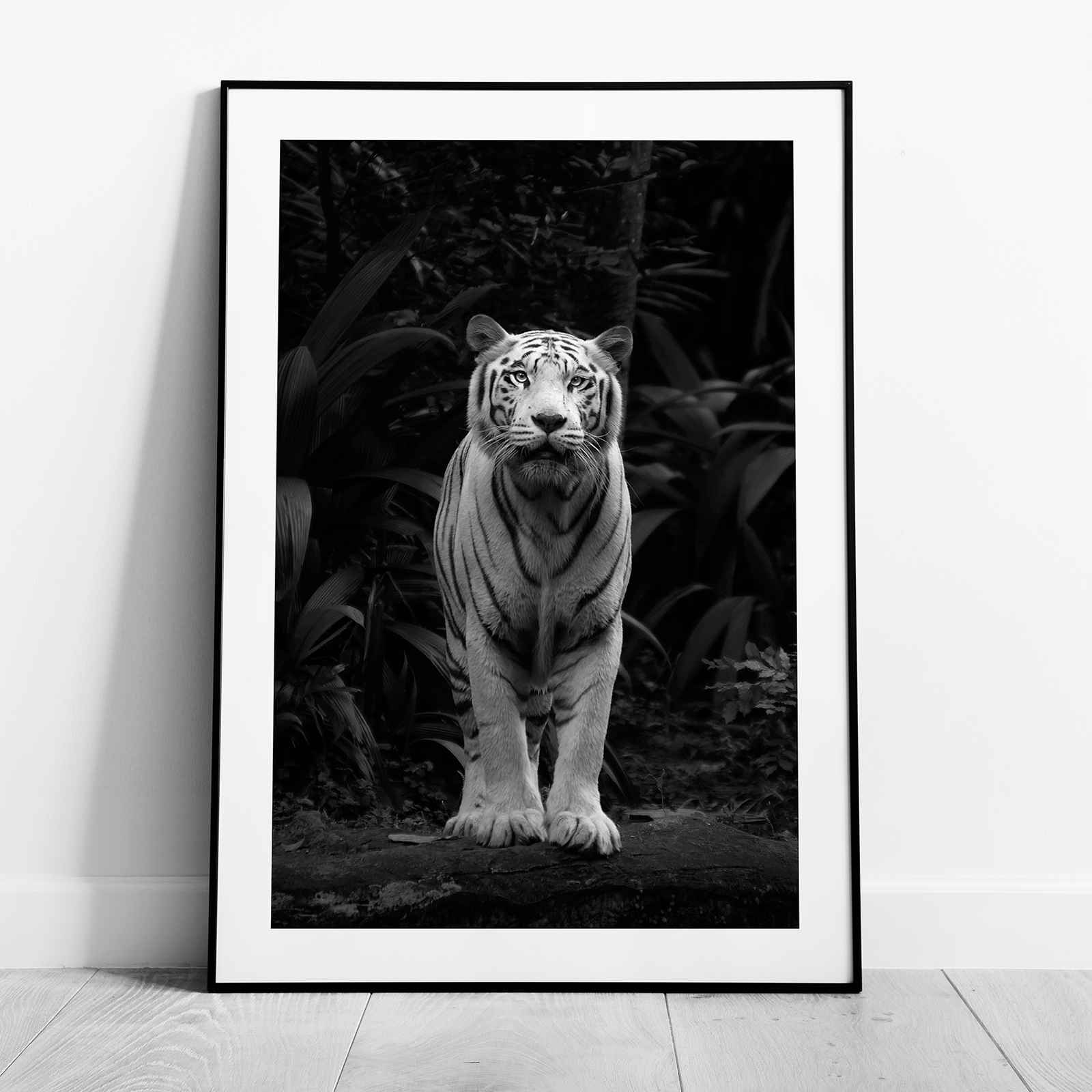 Black & White Tiger in the Jungle - Rolled Poster Wall Art Print | House Prints