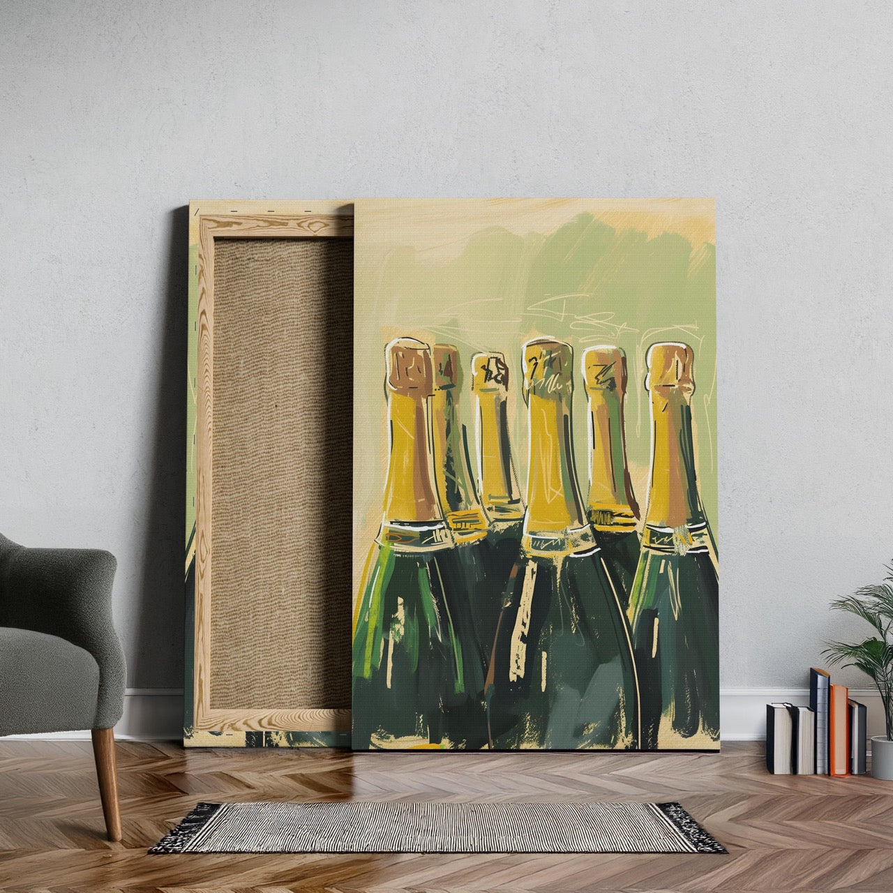 Celebration Bottles of Champagne - Framed Canvas Wall Art Print - House Prints