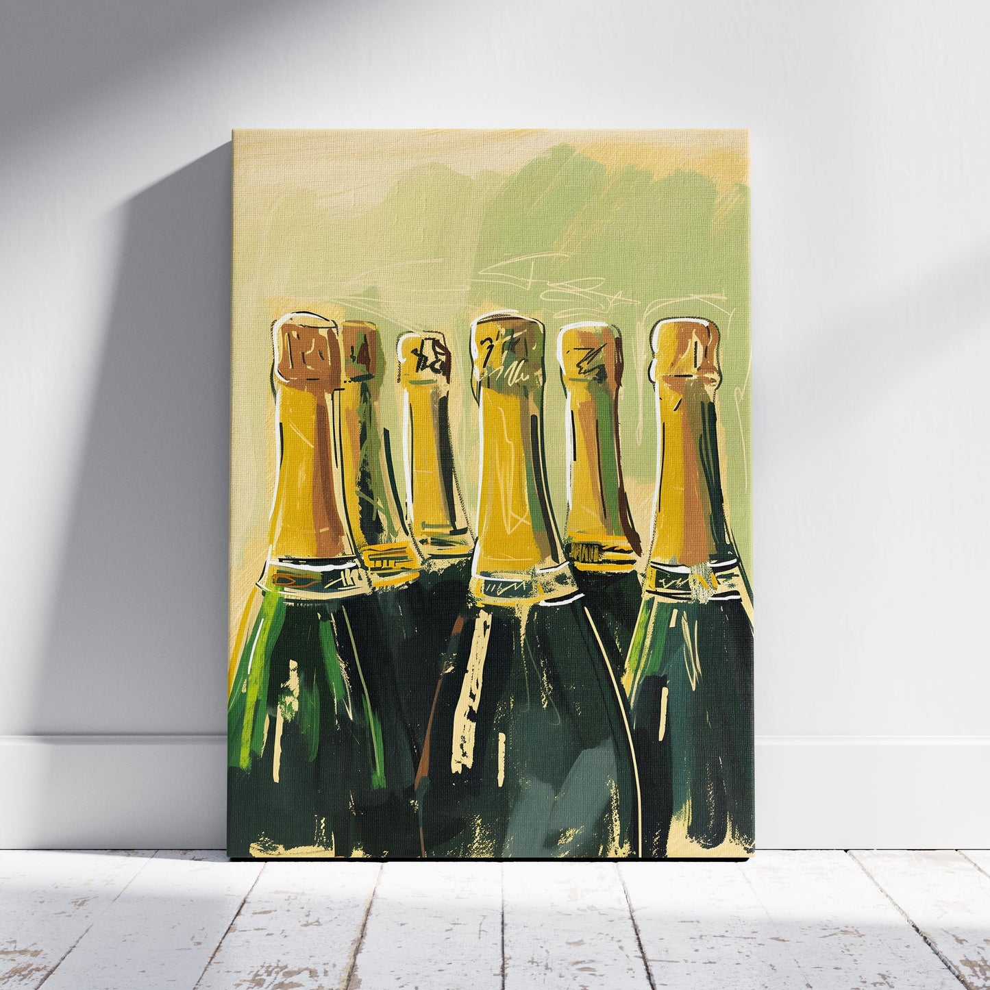 Celebration Bottles of Champagne - Framed Canvas Wall Art Print - House Prints