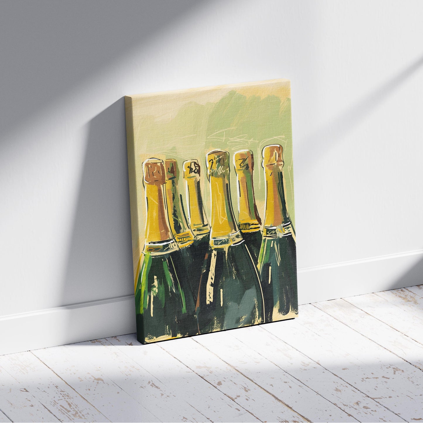 Celebration Bottles of Champagne - Framed Canvas Wall Art Print - House Prints