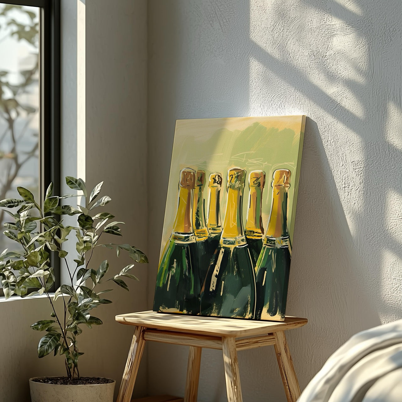 Celebration Bottles of Champagne - Framed Canvas Wall Art Print - House Prints