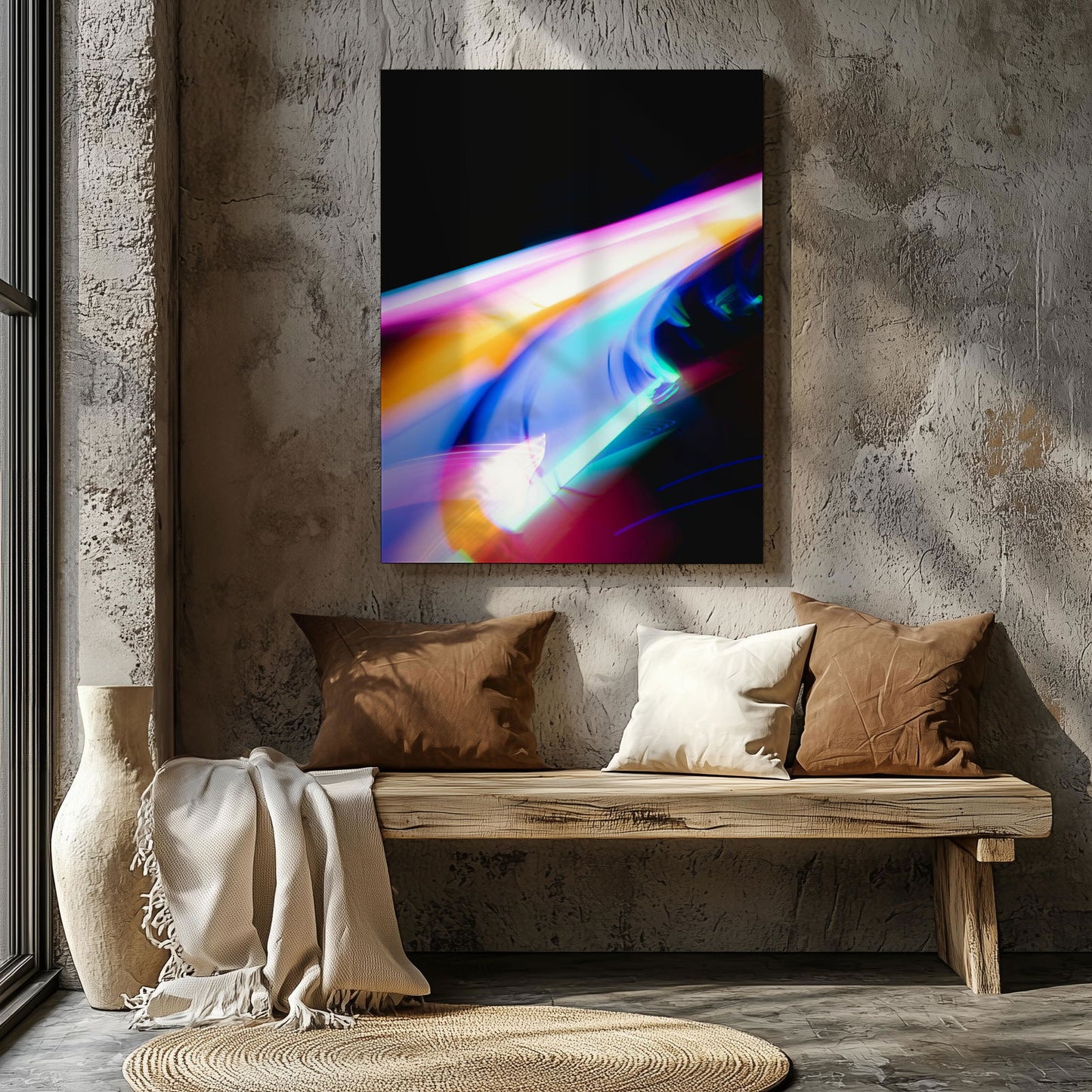 Colour Trails in Motion - Framed Canvas Wall Art Print - House Prints