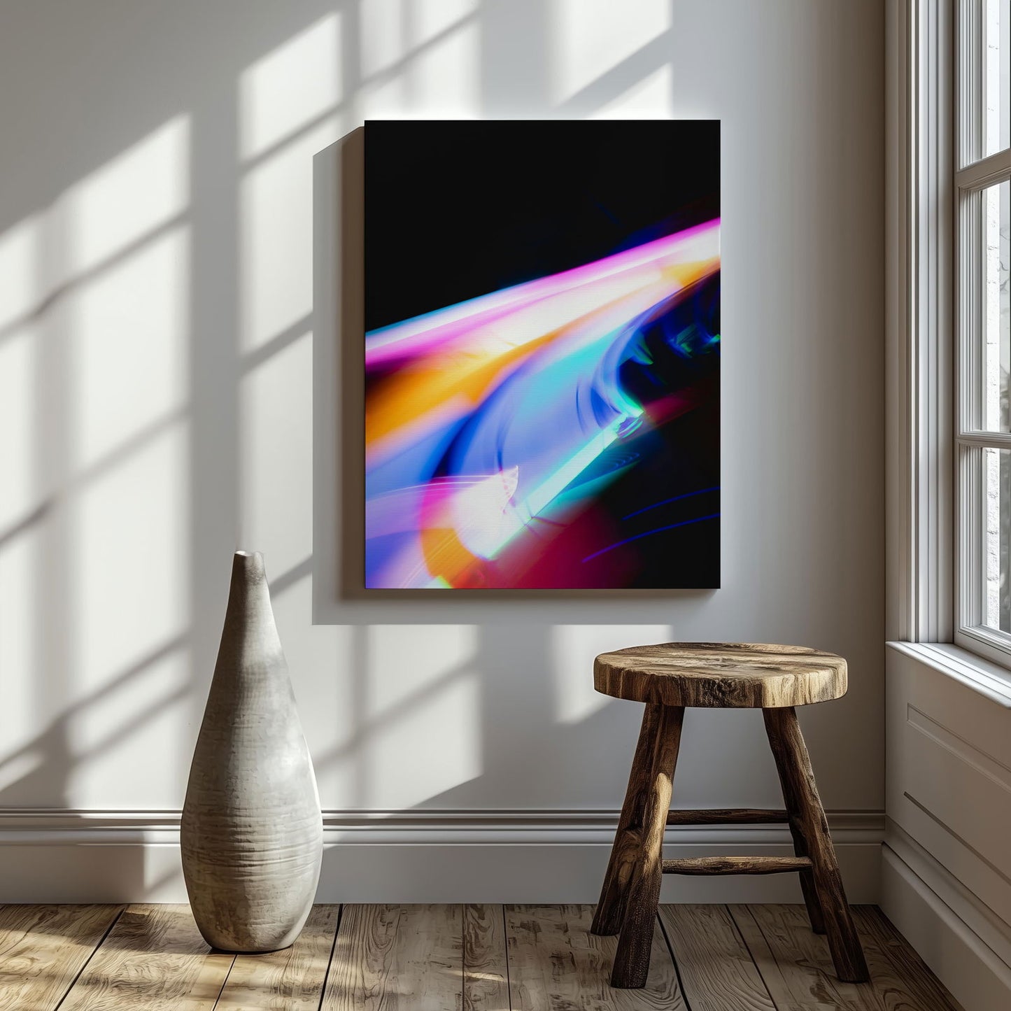 Colour Trails in Motion - Framed Canvas Wall Art Print - House Prints