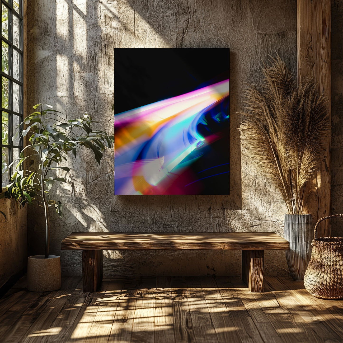 Colour Trails in Motion - Framed Canvas Wall Art Print - House Prints