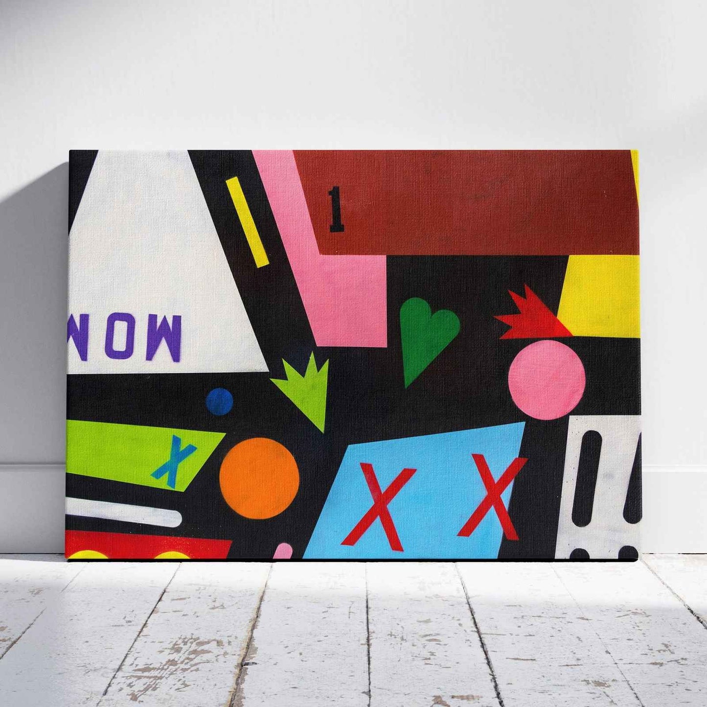 Colourful Abstract Shape Graffiti Art - Framed Canvas Wall Art Print - House Prints