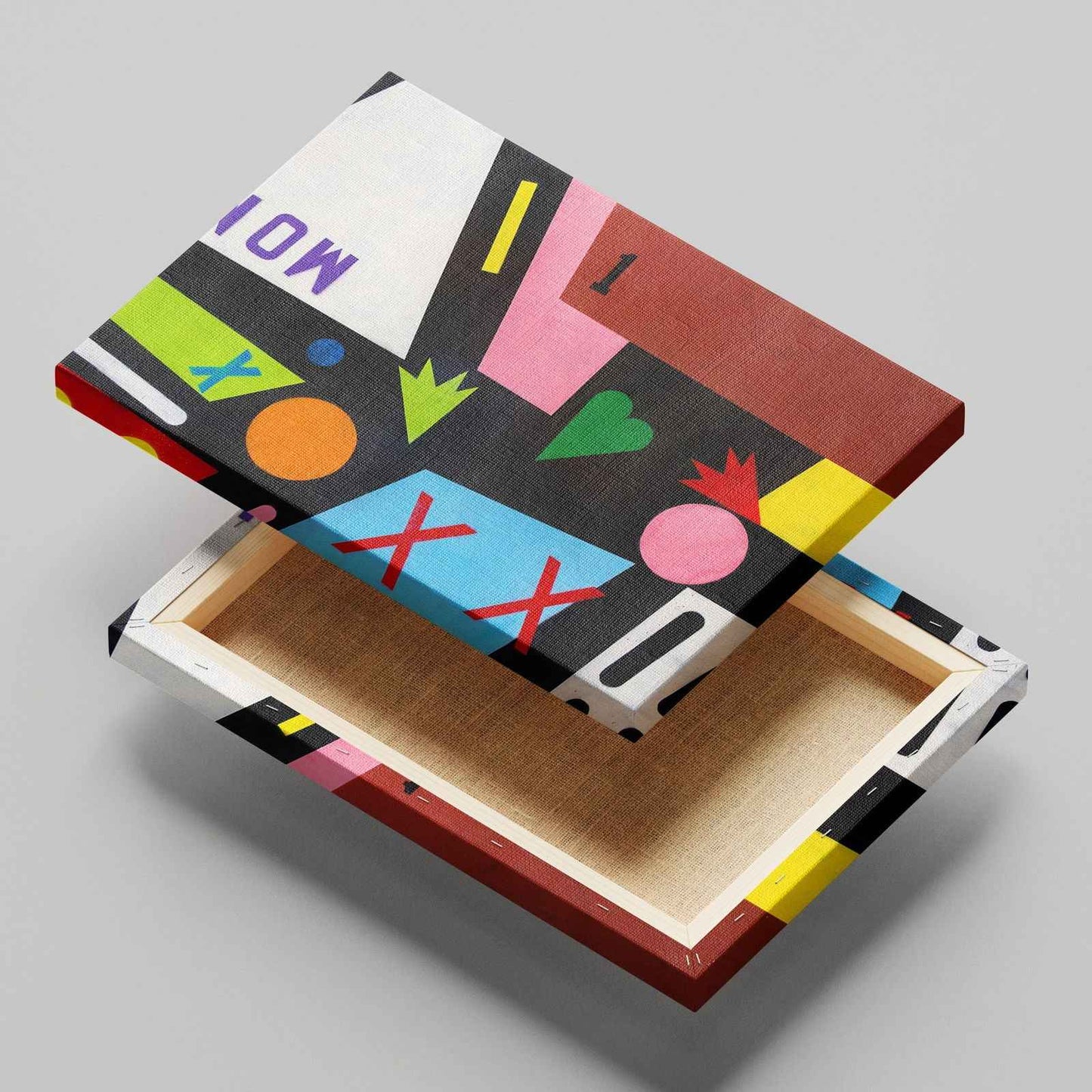 Colourful Abstract Shape Graffiti Art - Framed Canvas Wall Art Print - House Prints