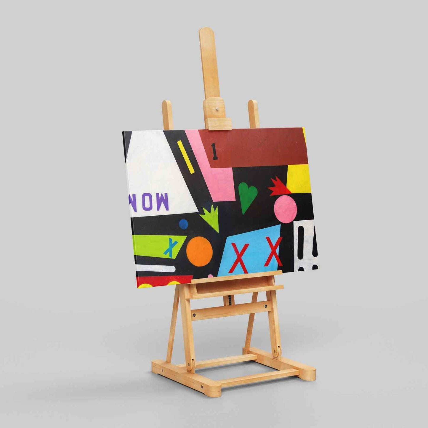 Colourful Abstract Shape Graffiti Art - Framed Canvas Wall Art Print - House Prints