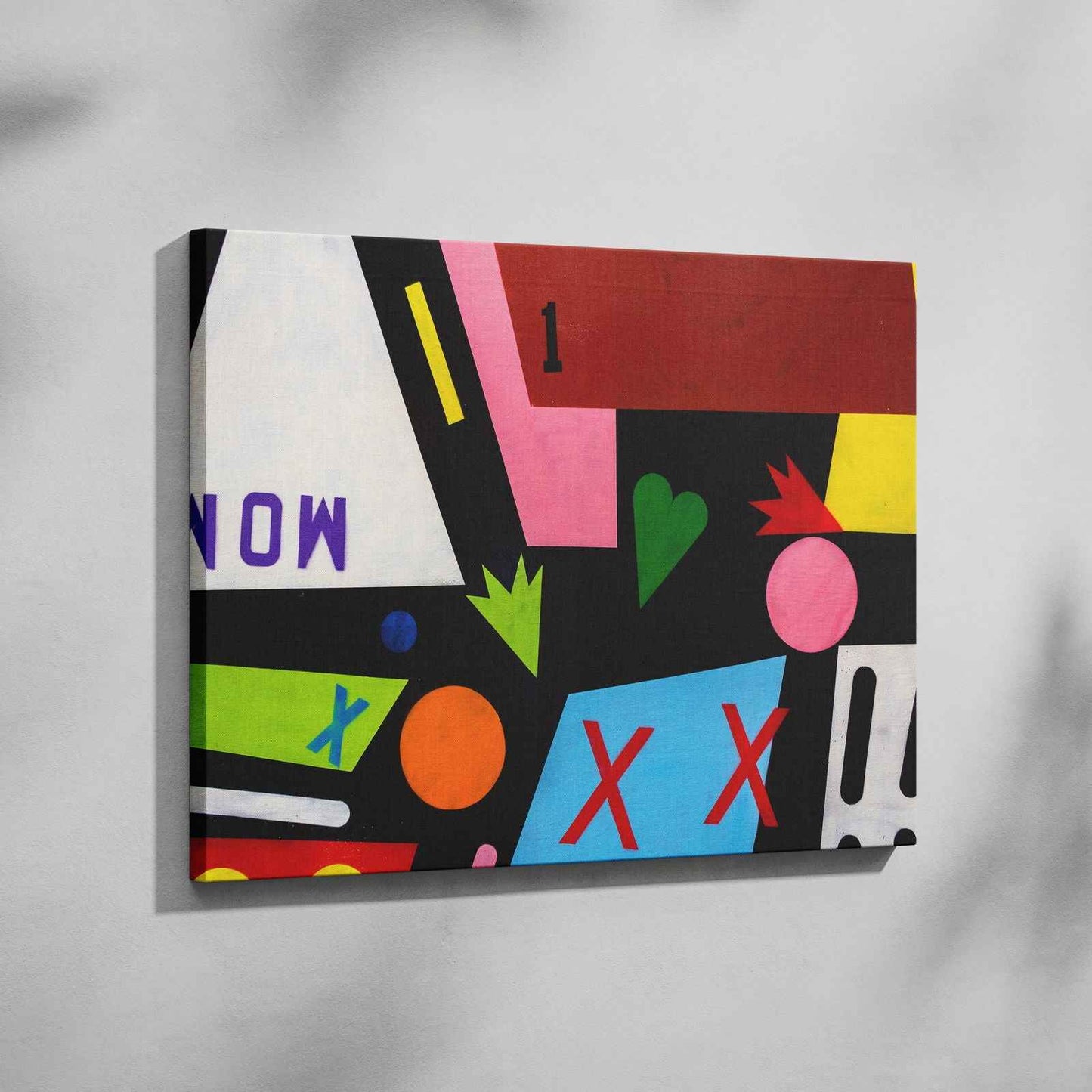 Colourful Abstract Shape Graffiti Art - Framed Canvas Wall Art Print - House Prints