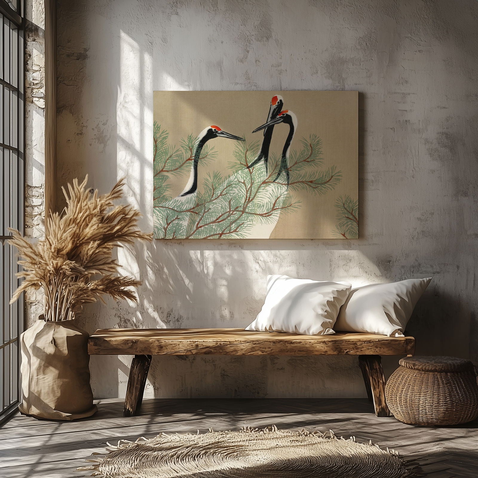 Cranes from Momoyogusa - Kamisaka Sekka - Framed Canvas Wall Art Print | House Prints