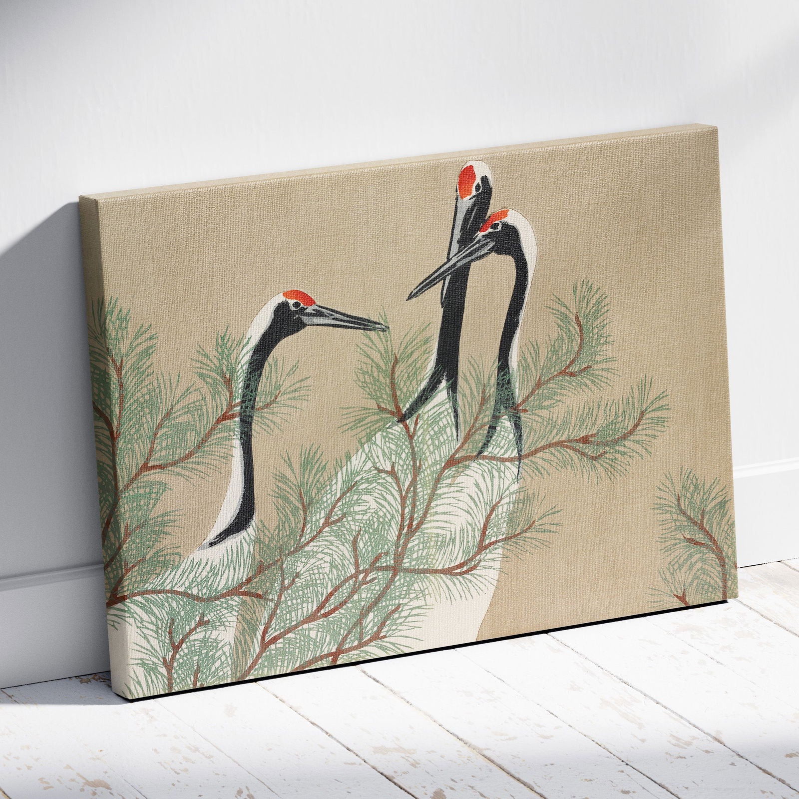 Cranes from Momoyogusa - Kamisaka Sekka - Framed Canvas Wall Art Print | House Prints