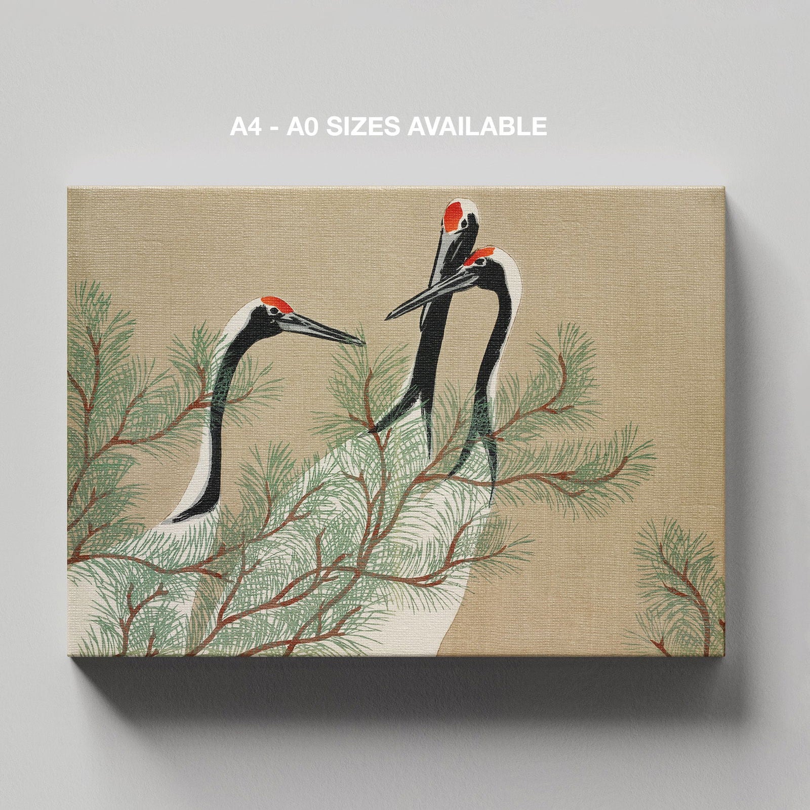 Cranes from Momoyogusa - Kamisaka Sekka - Framed Canvas Wall Art Print | House Prints
