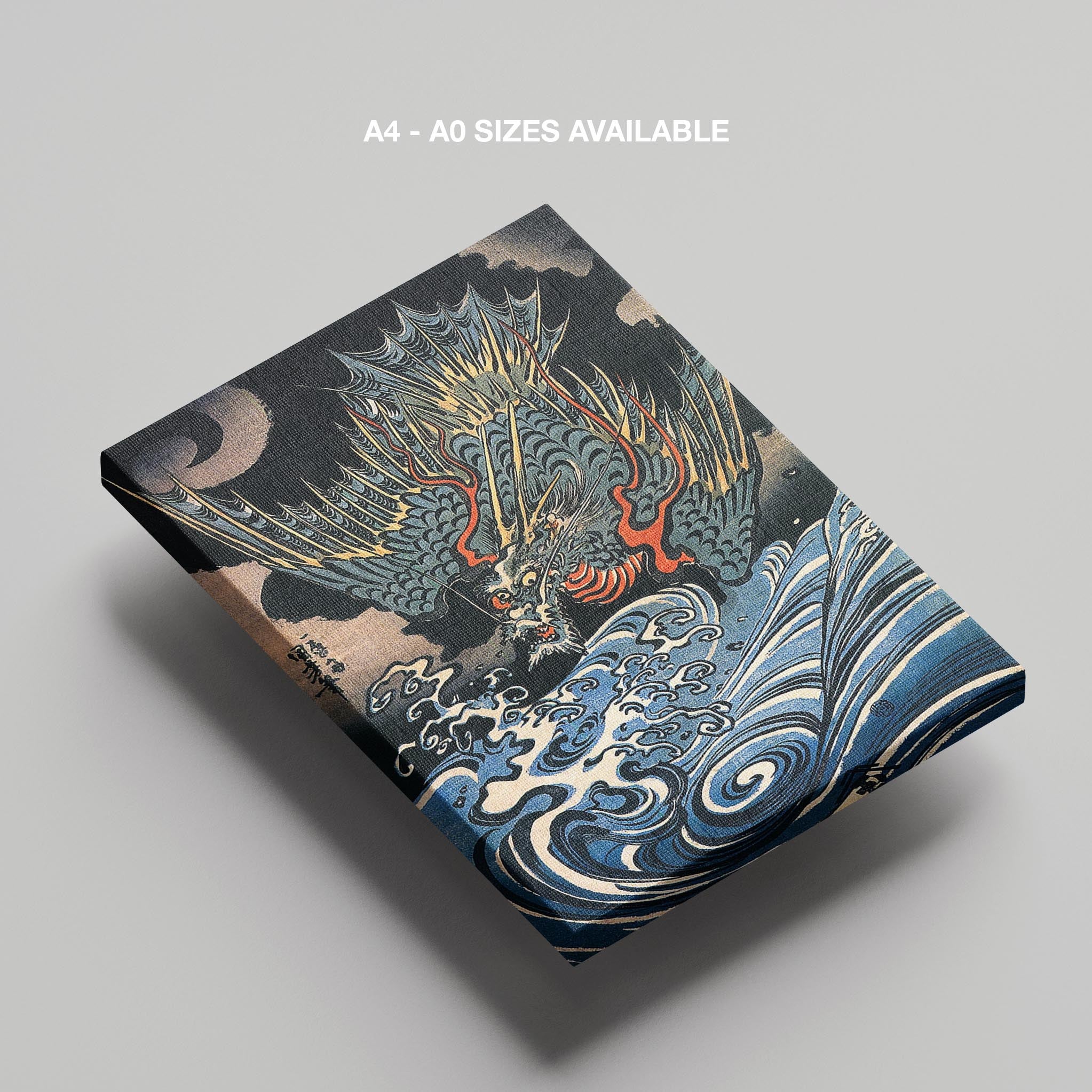 Dragon Flying Above Turbulent Waves - Utagawa Kuniyoshi - Framed Canvas Wall Art Print | House Prints