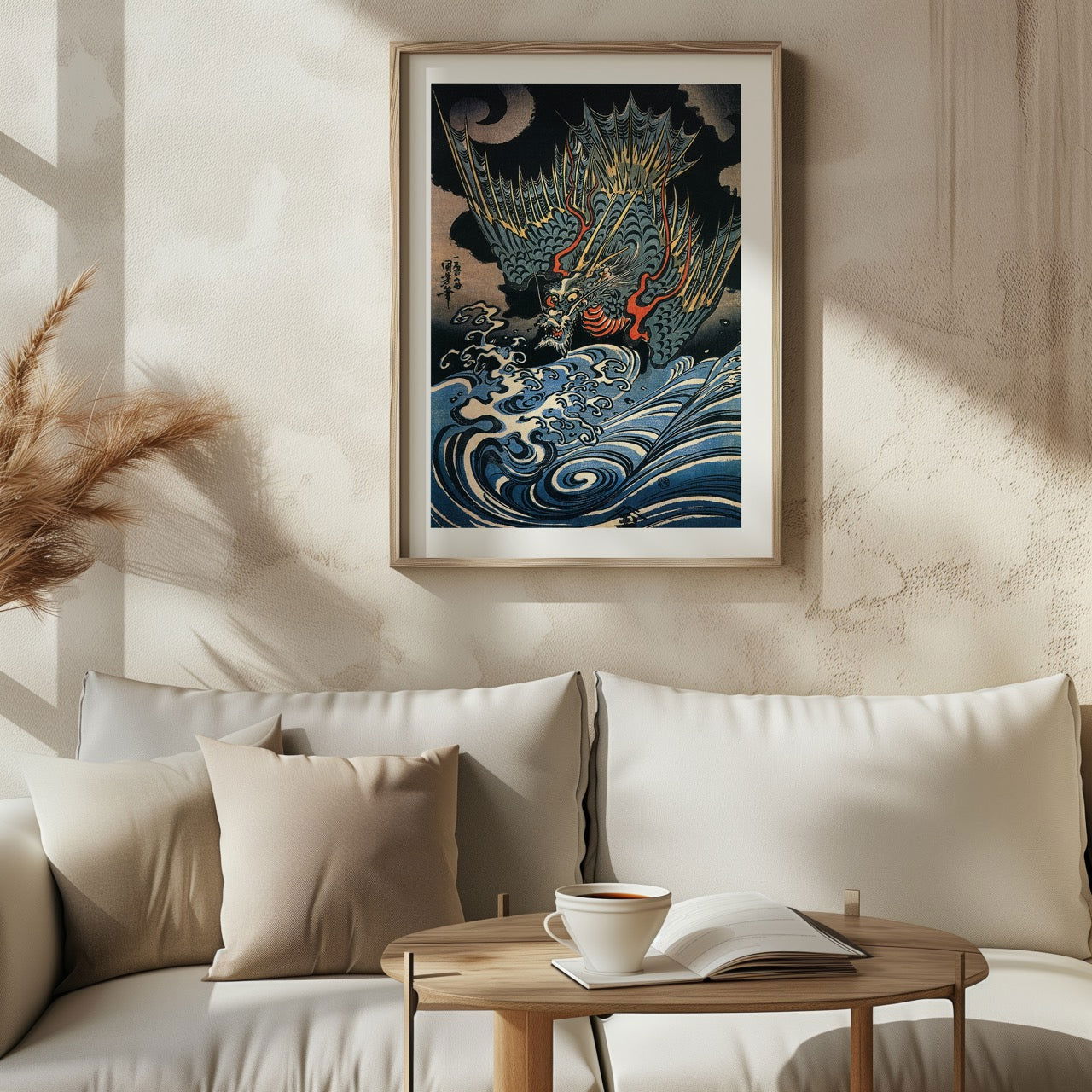 Dragon Flying Above Turbulent Waves - Utagawa Kuniyoshi - Rolled Poster Wall Art Print | House Prints