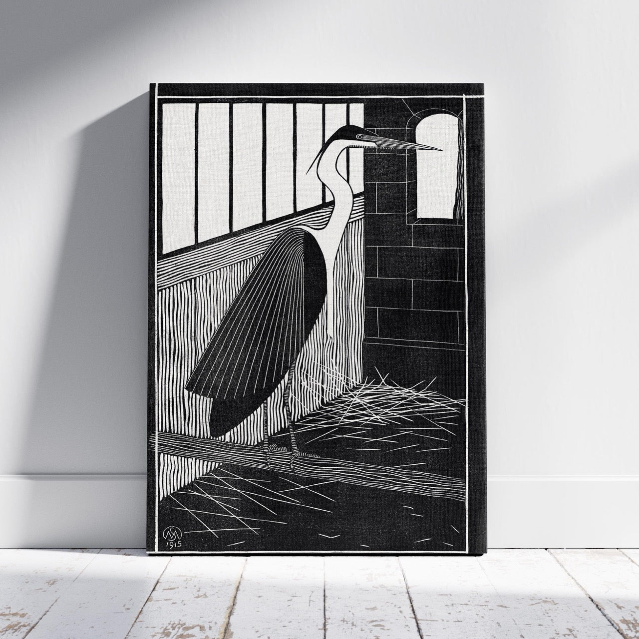 Giant Heron (Reuzenreiger) - Samuel Jessurun de Mesquita - Framed Canvas Wall Art Print | House Prints