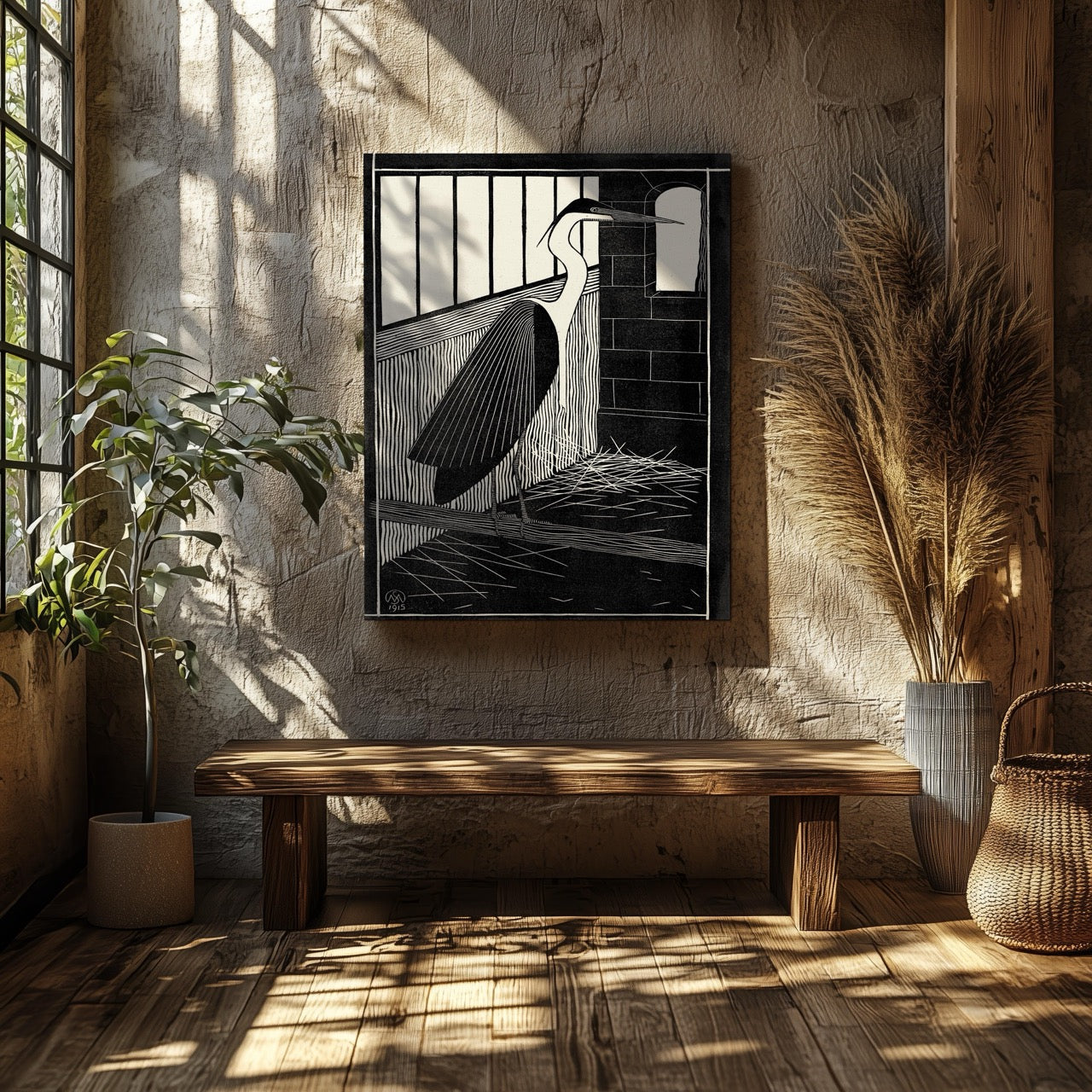 Giant Heron (Reuzenreiger) - Samuel Jessurun de Mesquita - Framed Canvas Wall Art Print | House Prints