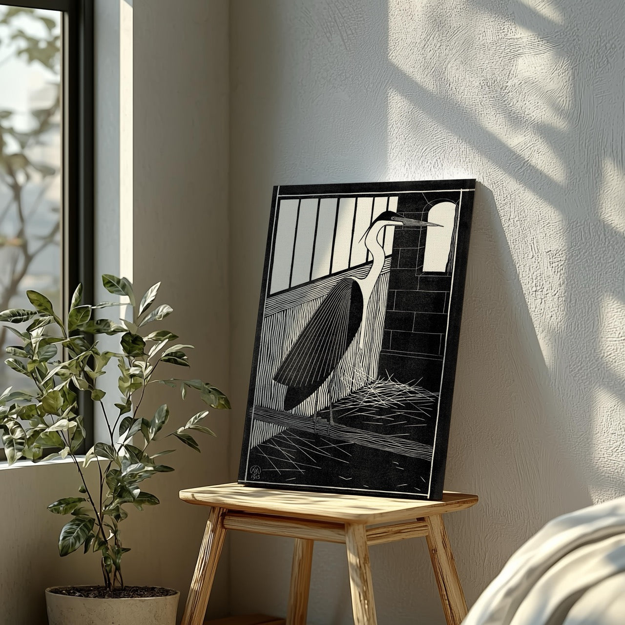 Giant Heron (Reuzenreiger) - Samuel Jessurun de Mesquita - Framed Canvas Wall Art Print | House Prints