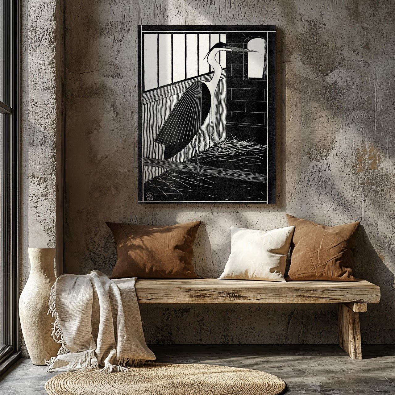 Giant Heron (Reuzenreiger) - Samuel Jessurun de Mesquita - Framed Canvas Wall Art Print | House Prints