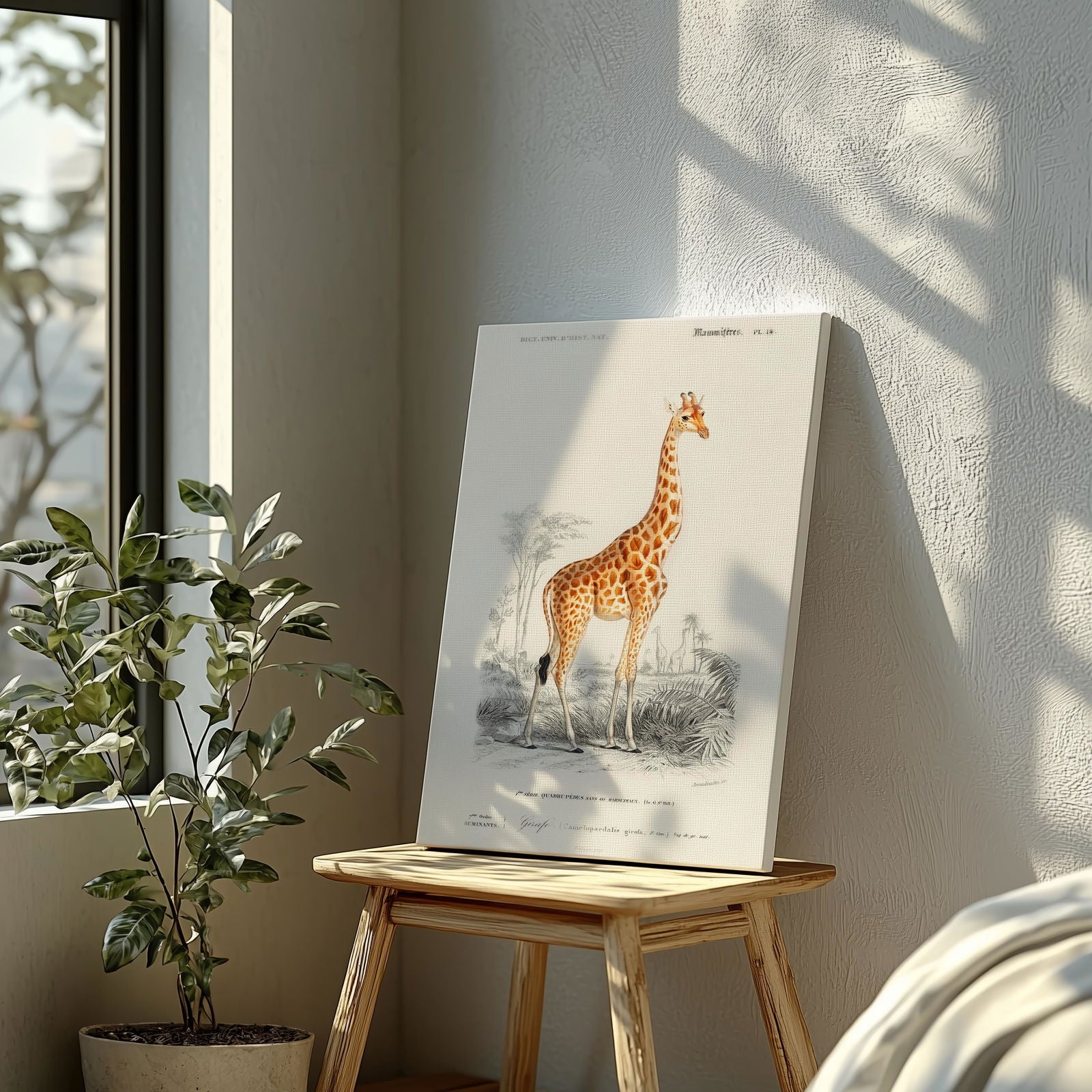 Giraffe (Giraffa Camelopardalis) - Charles Dessalines D'Orbigny - Framed Canvas Wall Art Print | House Prints