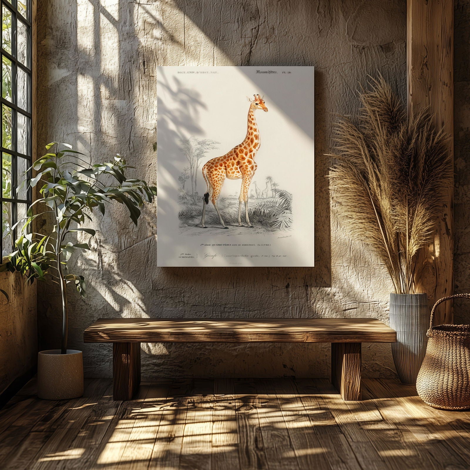 Giraffe (Giraffa Camelopardalis) - Charles Dessalines D'Orbigny - Framed Canvas Wall Art Print | House Prints