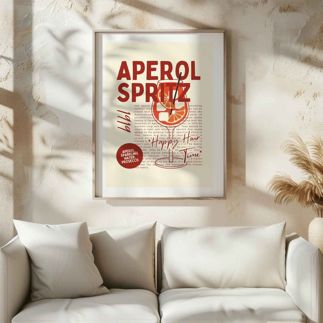 Aperol Spritz Cocktail Happy Hour Time - Rolled Poster Wall Art Print - House Prints