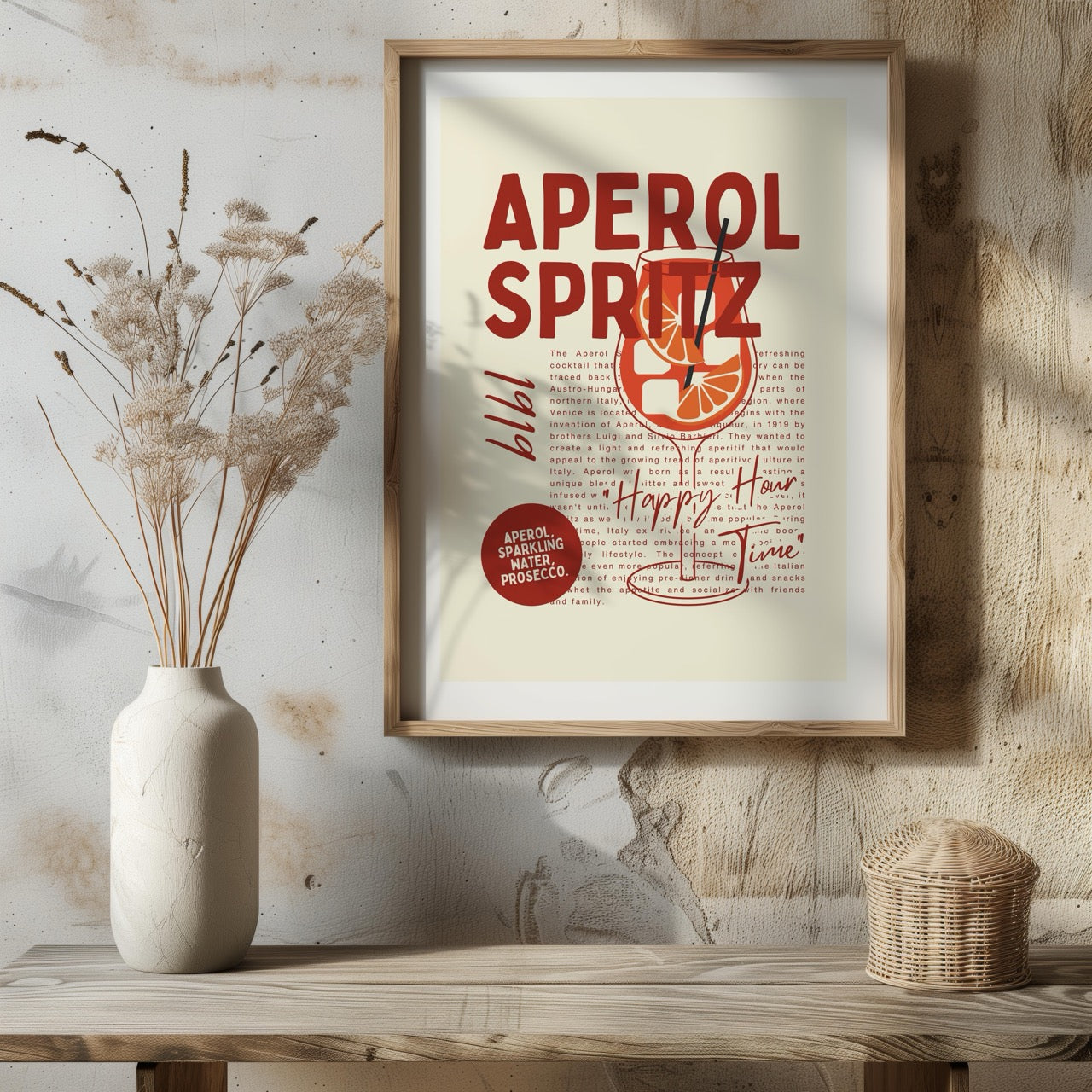 Aperol Spritz Cocktail Happy Hour Time - Rolled Poster Wall Art Print - House Prints