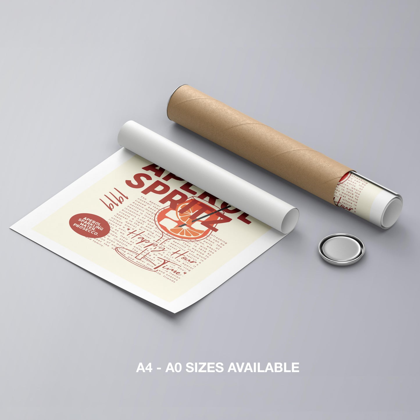 Aperol Spritz Cocktail Happy Hour Time - Rolled Poster Wall Art Print - House Prints