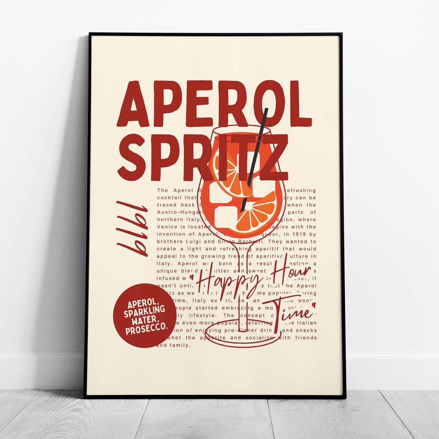 Aperol Spritz Cocktail Happy Hour Time - Rolled Poster Wall Art Print - House Prints