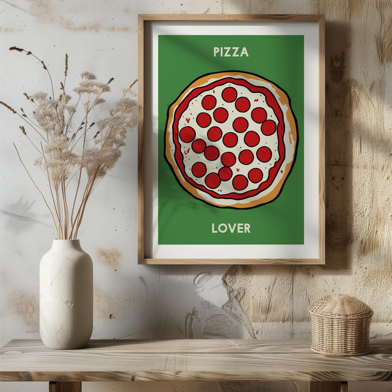 Pepperoni Pizza Lover in Green - Rolled Poster Wall Art Print - House Prints