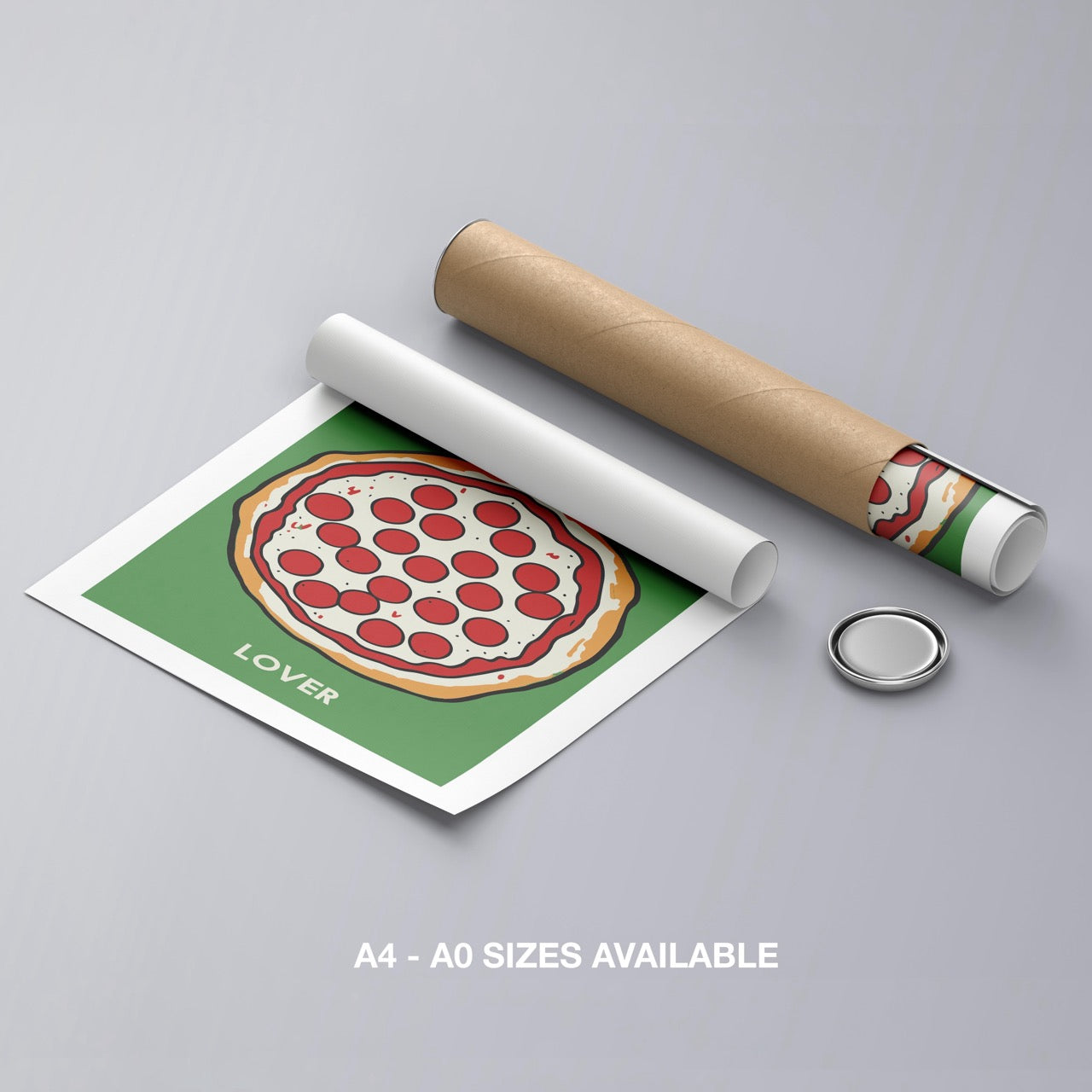 Pepperoni Pizza Lover in Green - Rolled Poster Wall Art Print - House Prints