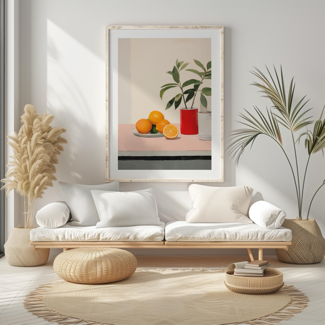 Citrus Oranges and Red Vase Still Life - Rolled Poster Wall Art Print - House Prints