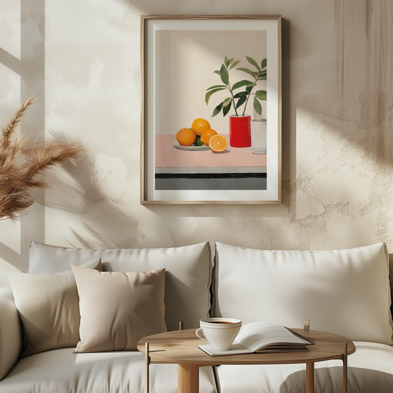 Citrus Oranges and Red Vase Still Life - Rolled Poster Wall Art Print - House Prints