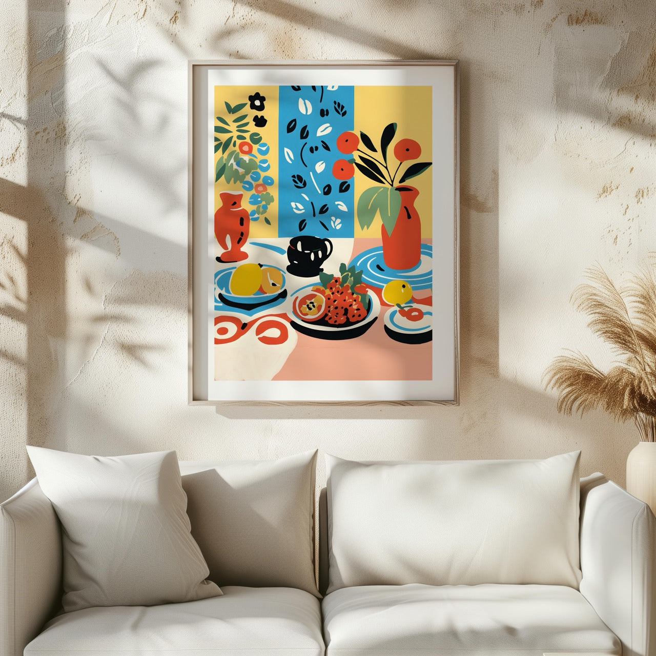 Colourful Table with Fruit Arrangement - Rolled Poster Wall Art Print - House Prints