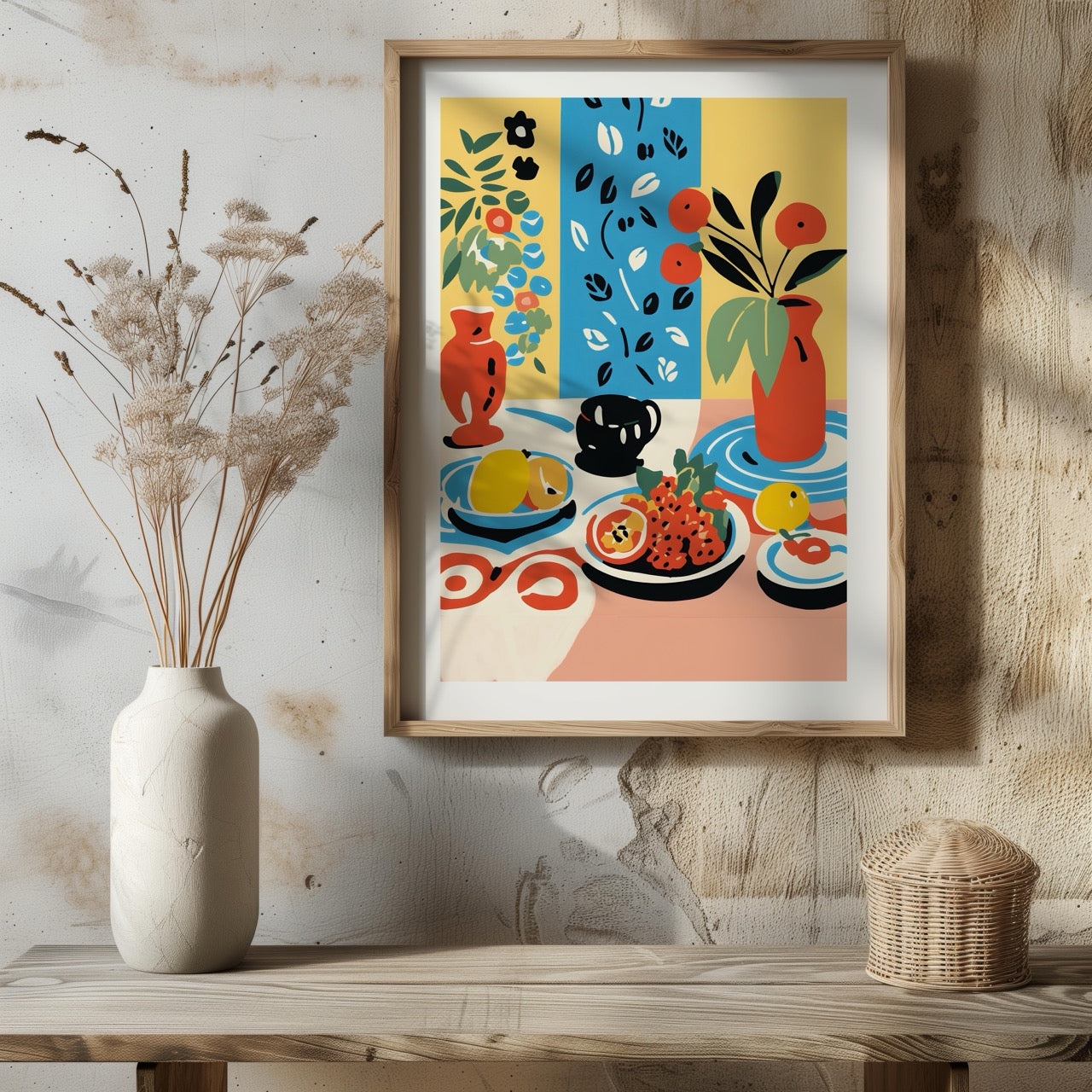 Colourful Table with Fruit Arrangement - Rolled Poster Wall Art Print - House Prints
