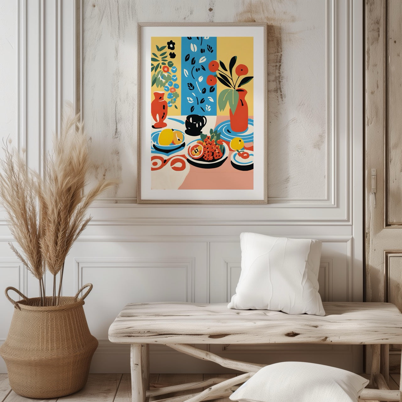 Colourful Table with Fruit Arrangement - Rolled Poster Wall Art Print - House Prints